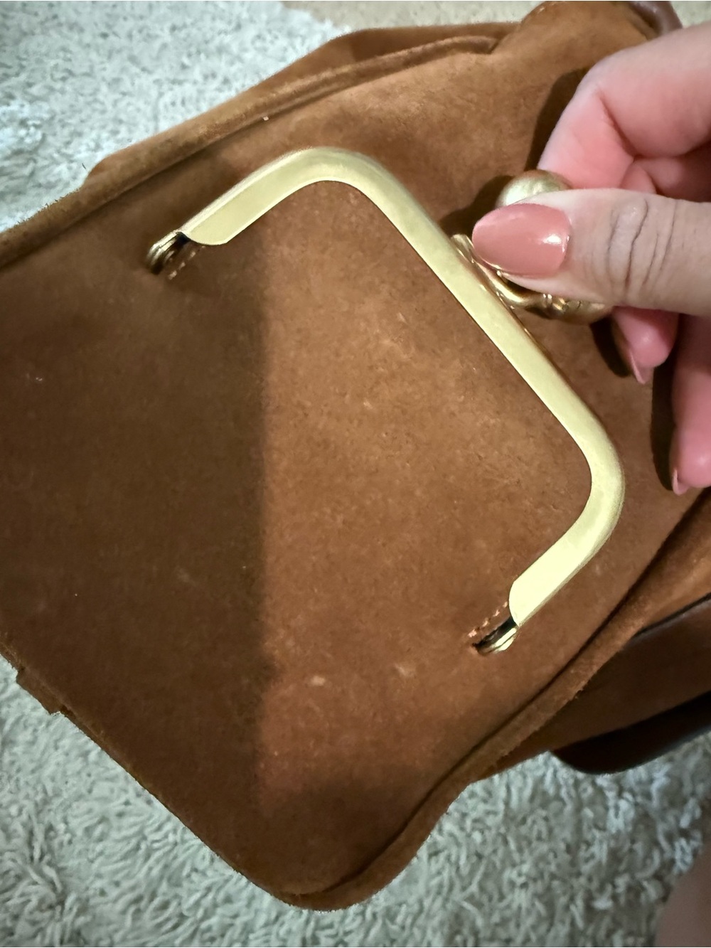 Coach Brown Suede Shoulder Bag with Front Pockets - Picture 9 of 16